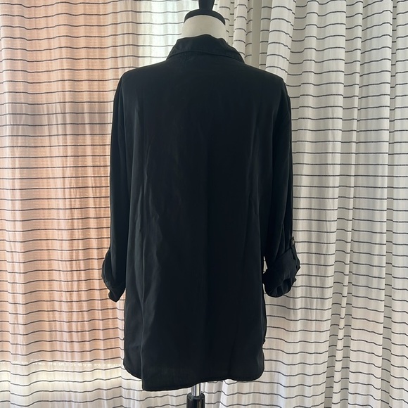 NWT Sanctuary Women’s Boyfriend Button-down Shirt Long Sleeves Black Small - Picture 4 of 8